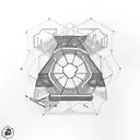 refinery hexagon lightning fire tattoo design idea