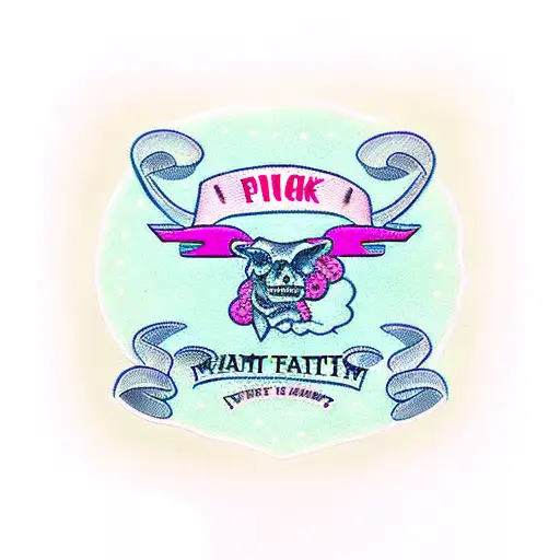 pink, meat stamp, writting 'premium meat" tattoo design idea