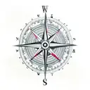 Compass surrounded with roses and clouds tattoo design idea