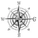 Compass surrounded with roses and clouds tattoo design idea