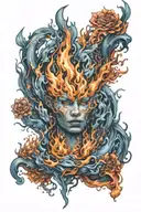 blue flames surrounding tattoo design idea