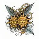 two masculine suns to honour children tattoo design idea