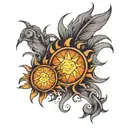 two masculine suns to honour children tattoo design idea