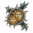 two masculine suns to honour children tattoo design idea