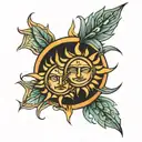 two masculine suns to honour children tattoo design idea