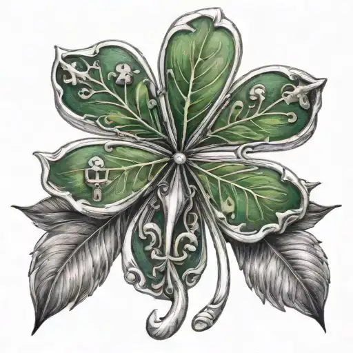 shamrock and prayer or holy tattoo design idea
