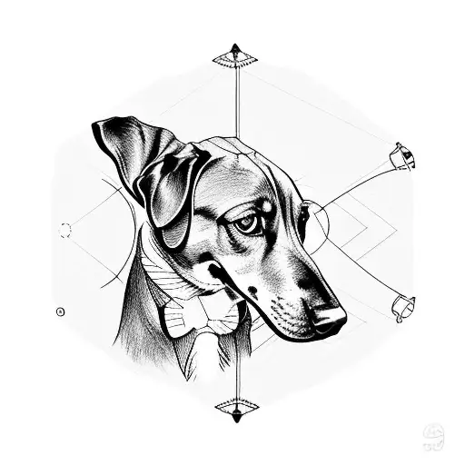 Black and tan coonhound on a sailboat tattoo design idea