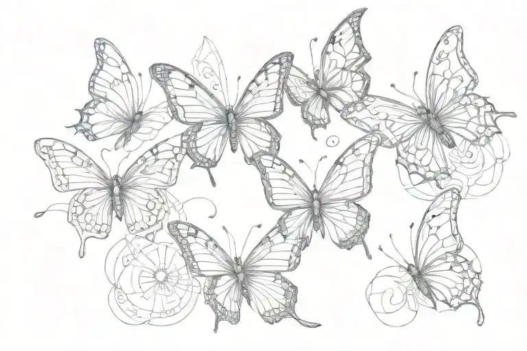 3 butterflies tattoo design idea