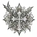 Cross with thorn crown made tattoo design idea