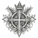 Cross with thorn crown made tattoo design idea