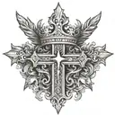 Cross with thorn crown made tattoo design idea