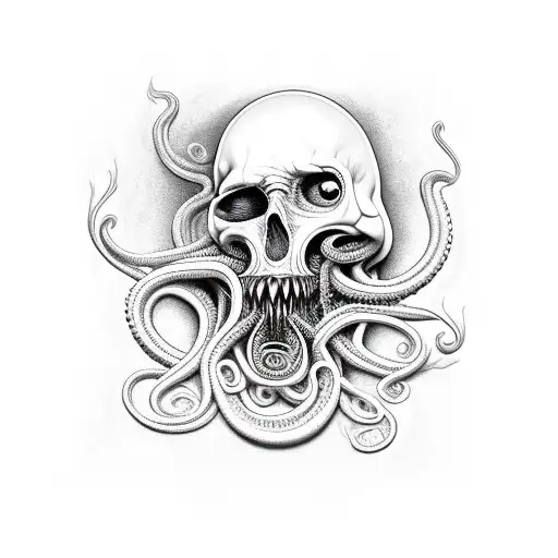 face being wrapped in tentacles screaming tattoo design idea