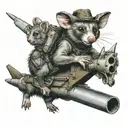 possum riding a missle like a cowboy tattoo design idea