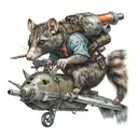 possum riding a missle like a cowboy tattoo design idea