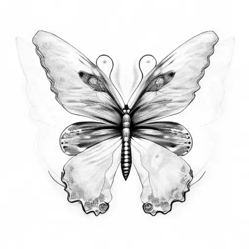 Butterfly with the name "Kamari" tattoo design idea
