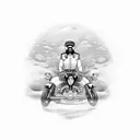 A dotwork tattoo of a biker surrounded by Indian landmarks tattoo design idea