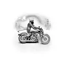 A dotwork tattoo of a biker surrounded by Indian landmarks tattoo design idea