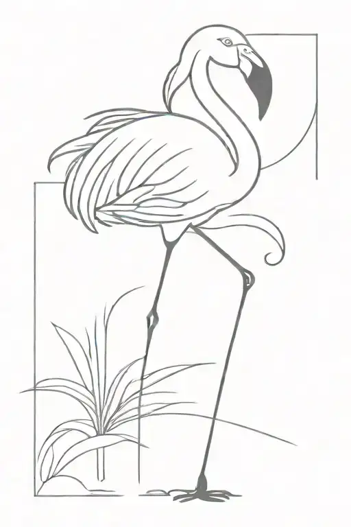 flamingo standing tattoo design idea