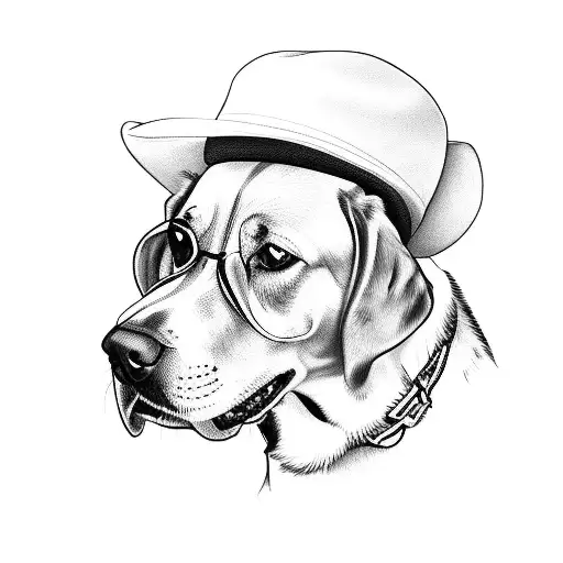 rest in peace dad with a dog, 4wd, wide brimmed hat  tattoo design idea