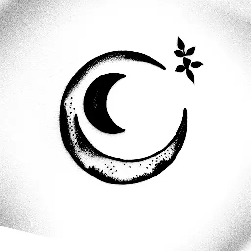 Moon with Lily tattoo design idea