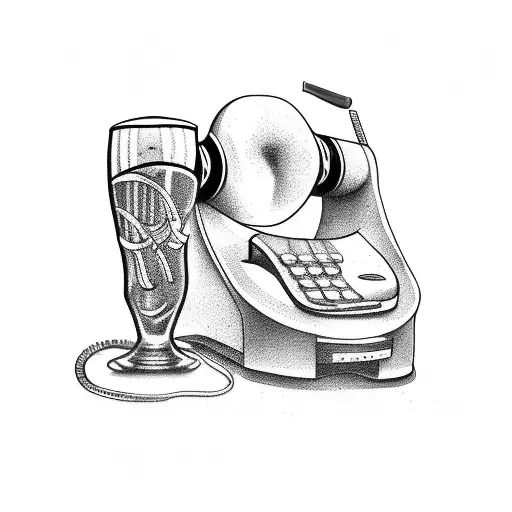 desk phone and guinness beer tattoo design idea