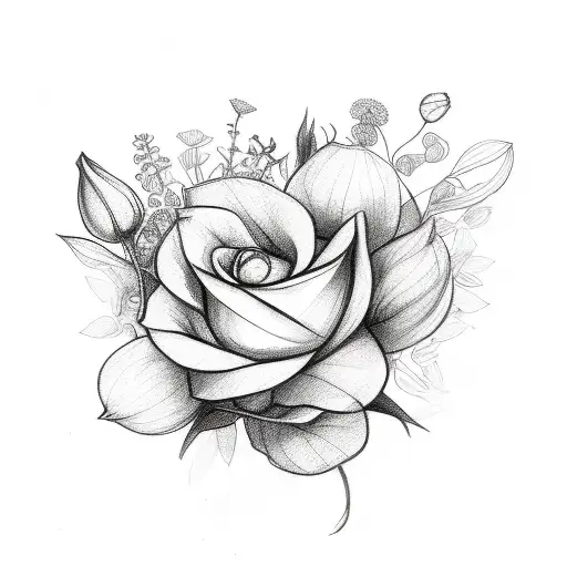 A sketch-style vine of flowers wrapping around the arm tattoo design idea