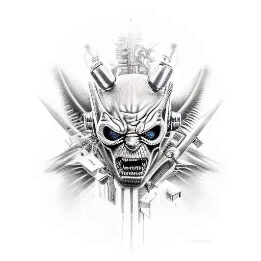 Beelzebub feature cyberpunk tattoo design idea
