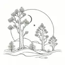Three Cedar Trees with Waxing Crescent Moon tattoo design idea