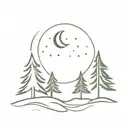 Three Cedar Trees with Waxing Crescent Moon tattoo design idea