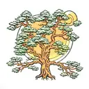 Three Cedar Trees with Waxing Crescent Moon tattoo design idea