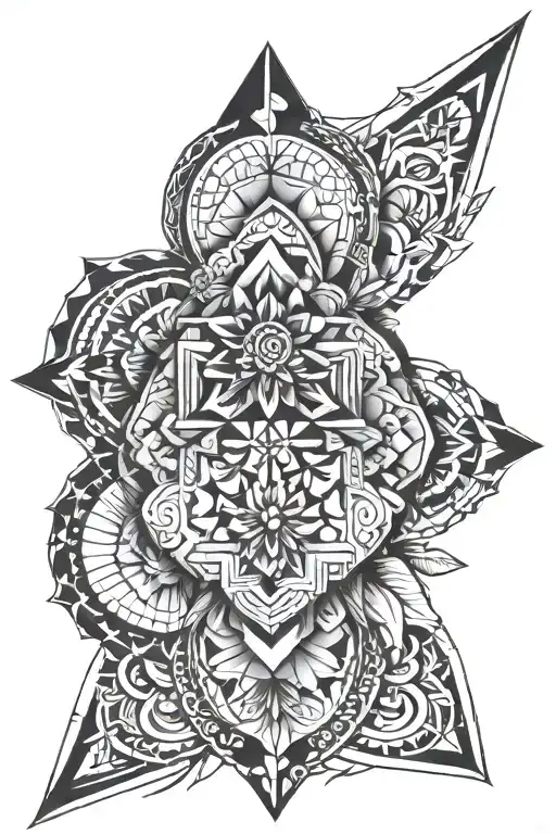 Geometric Mandala symetrical tattoo design idea