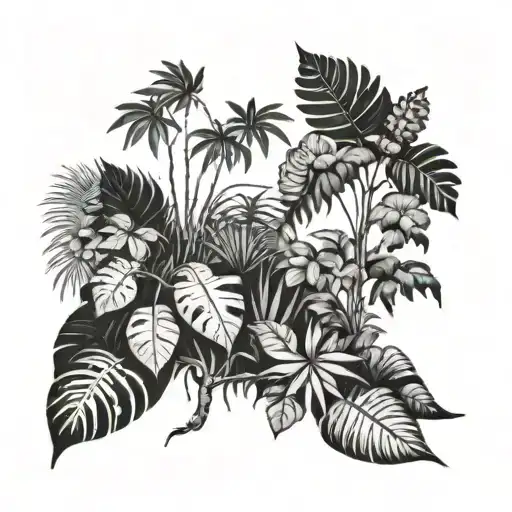 Jungle plants & trees tattoo design idea