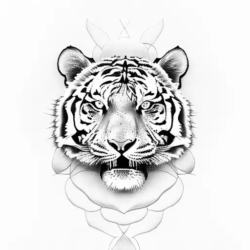 tiger rose tattoo design idea