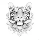 tiger rose tattoo design idea