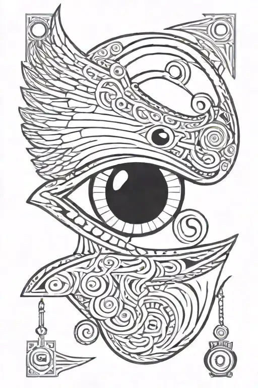eye of horus line tattoo featuring janus roman god tattoo design idea