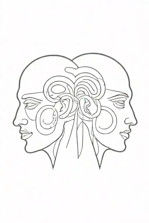 janus two heads tattoo design idea