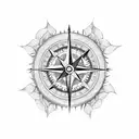 compass with roses and a lion tattoo design idea