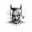 half Batman and half joker face with "HAHAHAHA Why so serious?  tattoo design idea