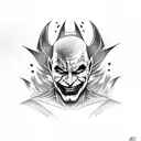 half Batman and half joker face with "HAHAHAHA Why so serious?  tattoo design idea