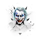 half Batman and half joker face with "HAHAHAHA Why so serious?  tattoo design idea