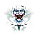 half Batman and half joker face with "HAHAHAHA Why so serious?  tattoo design idea