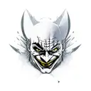 half Batman and half joker face with "HAHAHAHA Why so serious?  tattoo design idea