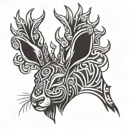 Jackalope head  tattoo design idea