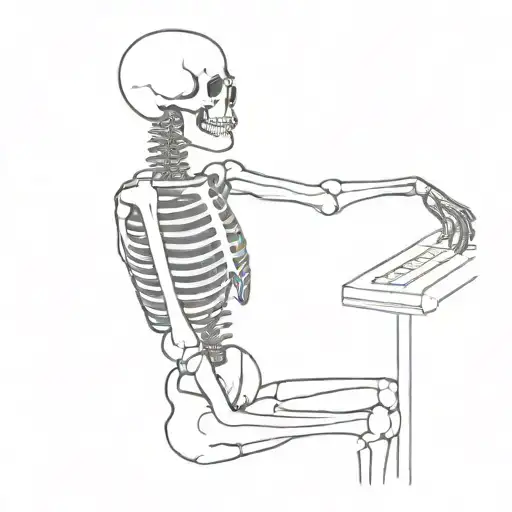 skeleton listening to music with Vienna by Billy Joel tattoo design idea