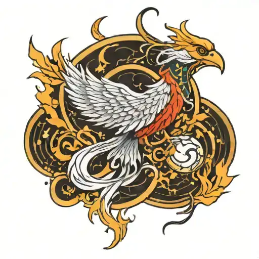kintsugi phoenix rising from the ashes tattoo design idea
