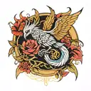 kintsugi phoenix rising from the ashes tattoo design idea