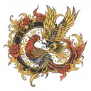 kintsugi phoenix rising from the ashes tattoo design idea