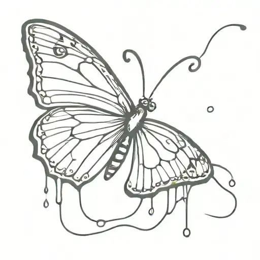dripping butterfly tattoo design idea