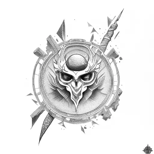 fenix with ruins tattoo design idea