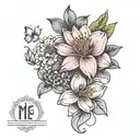 magnolia flower, water lily, geraniums, hyacinth, hibiscus, lilacs, black and gray tattoo design idea